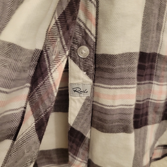 Rails Hunter White Grey Peach Button Up XS - Picture 6 of 9